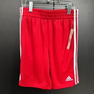 Adidas Three stripe,hip pockets, elastic waist, embroidered logo athletic shorts